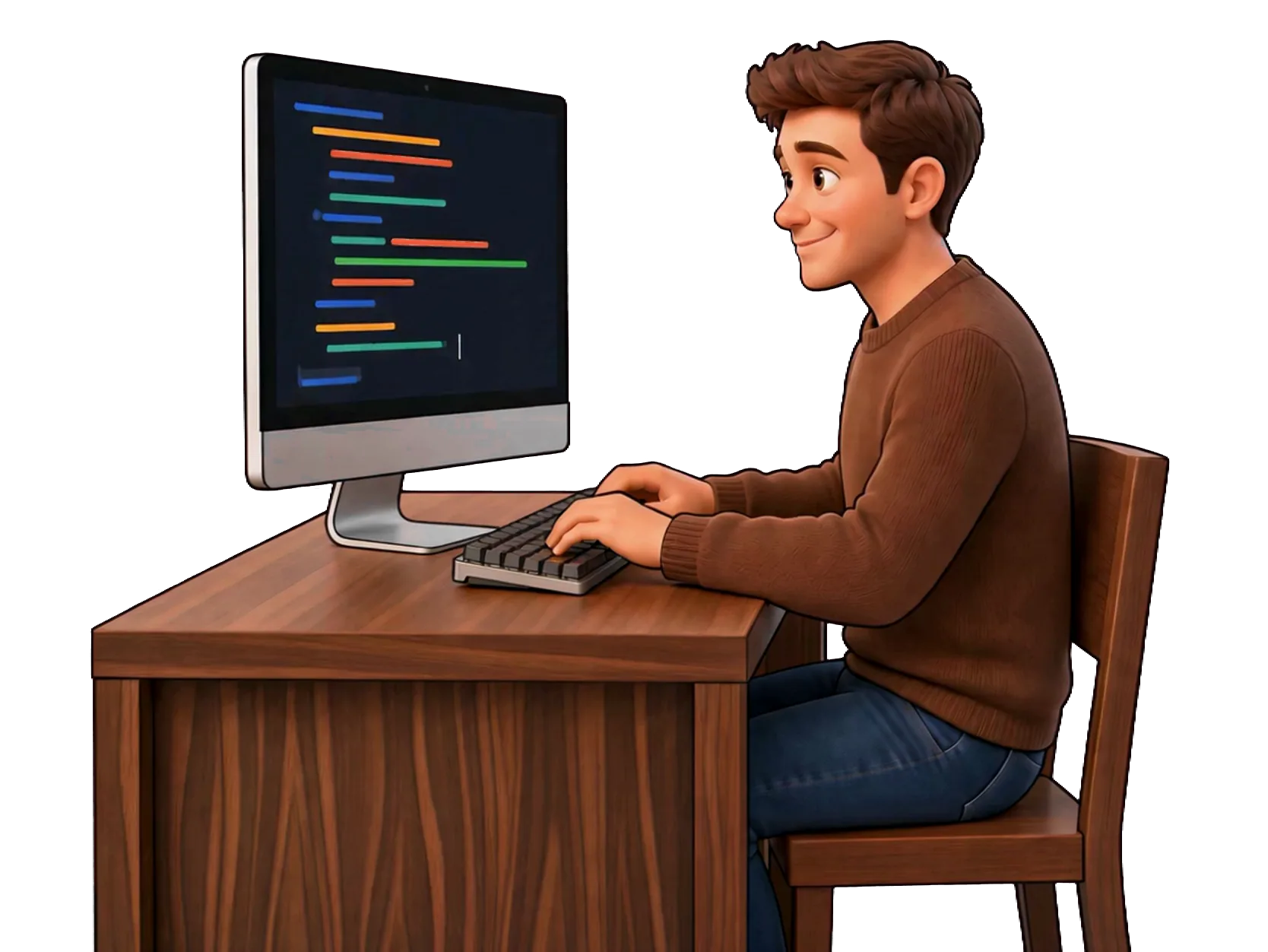 Programador escribiendo código en su ordenador